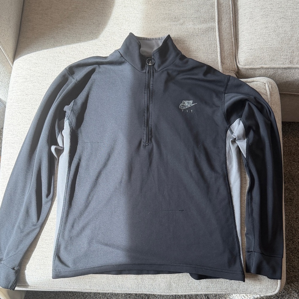 Nike Black and Gray Quarter-Zip Top